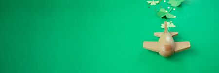 Happy St. Patrick's day, Plane luck Shamrock on a green background
