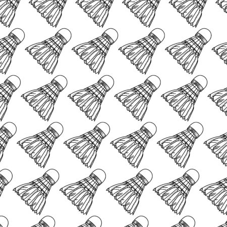 Shuttlecock Icon Seamless Pattern, Shuttlecock For Badminton Sport, Bird Feather Shuttlecock Vector Art Illustrationのイラスト素材