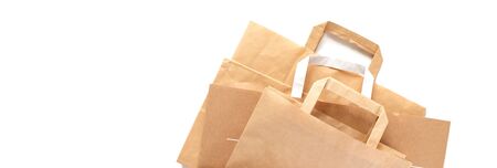 Shopping bags in different design on a white background. Ecology concept