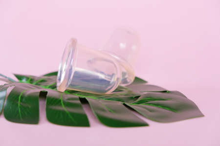 Vacuum cans for body on pink. Rubber equipment for massage.の写真素材