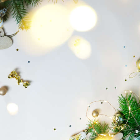 Merry Christmas and Happy New Year. Neutral backgroundの写真素材