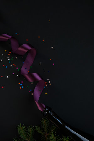 Happy new year and Merry Christmas. Background of Christmas tree branches.の写真素材
