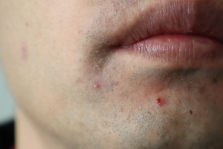Japanese man with rough skin after shaving