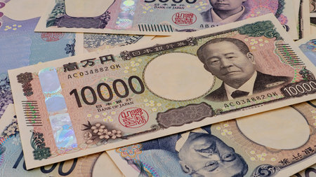 A close-up of Japan's new banknotesの写真素材