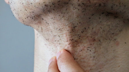 Japanese man's skin immediately after laser hair removalの写真素材