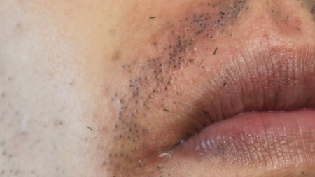 A man whose beard began falling out after laser hair removalの写真素材