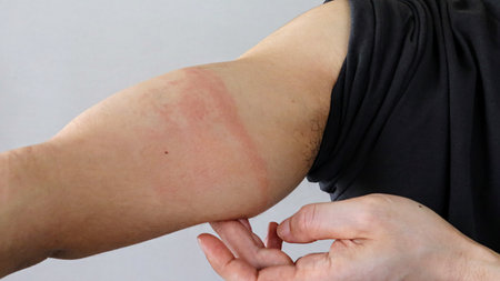 A person whose skin became rough after wearing a supporter