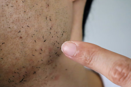 Man's skin immediately after laser hair removalの写真素材