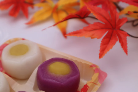 Close-up of Japanese wagashiの写真素材