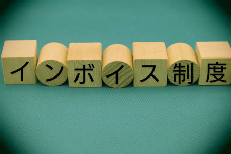 Building blocks with the invoice system written on themの写真素材