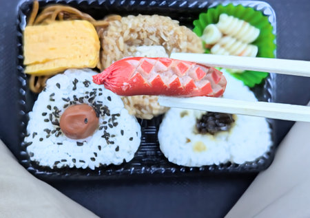 I ate a rice ball bento box.