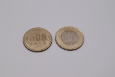 Japanese new and old 500 yen
