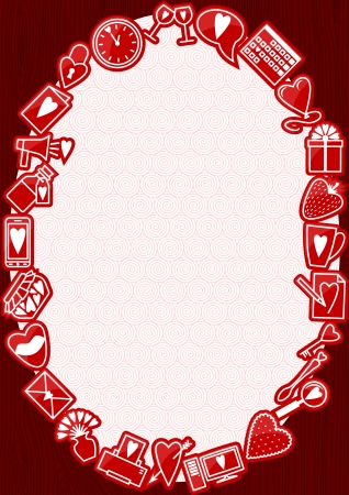 Vector frame on love theme on wooden background のイラスト素材