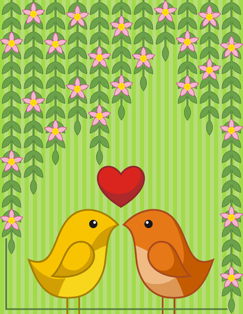 Abstract background with two birds in love のイラスト素材