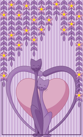 Abstract background with two cats in love のイラスト素材