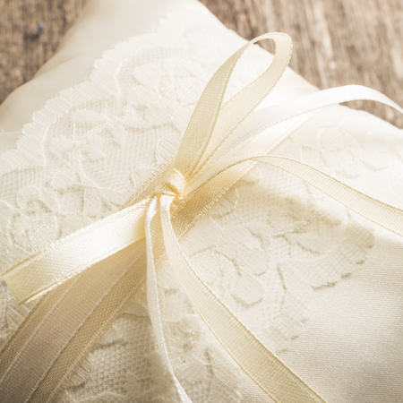 Elegant pillow or cushion for rings. Wedding ceremony.の写真素材
