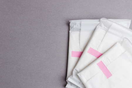 Menstruation sanitary pad for woman hygiene protection. Critical days. Medical conception.の写真素材