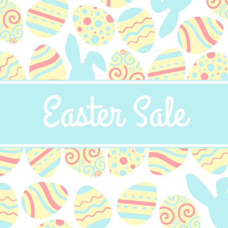 Illustration of special Easter sale banner with pink egg and rabbitのイラスト素材