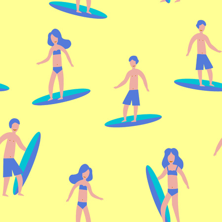 Seamless yellow pattern of Surfers for printのイラスト素材