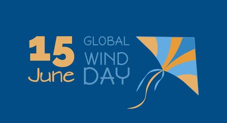 Ecological energy - 15 June Global Wind Day, kite, vector illustrationのイラスト素材