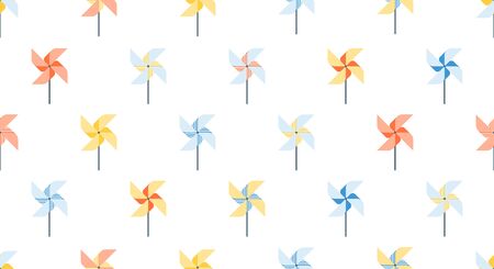 Seamless pattern of pinwheel, background for kids products, happy childhood.のイラスト素材