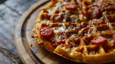 Homemade Pizza Waffle, a Trendy Breakthrough in Gourmet Cuisine. Generative AIの素材