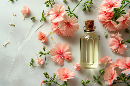 Healing Touch, Pelargonium Aromatherapy for Health and Care. Generative AIの素材