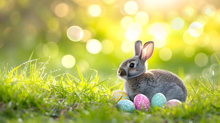 Vintage Easter Charm: Easter Rabbit and Sweet Decorations. Generative AIの素材