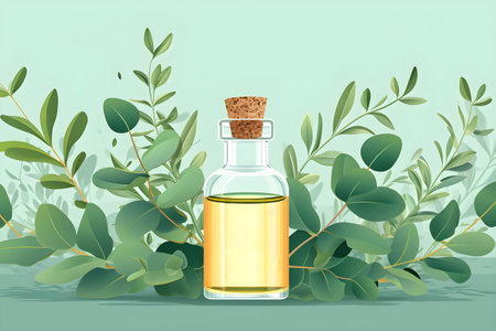 Eucalyptus Tranquility: Aromatherapy Oil for Relaxation. Generative AIの素材