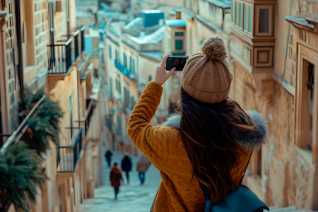 Digital Explorer: Vacation Vlogger Blending Adventure and Technology. Generative AIの素材