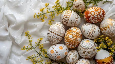 Modern and Decorative Easter Egg Ensemble. Generative AIの素材