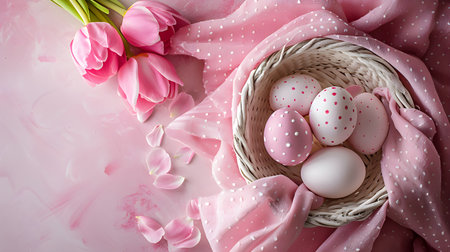 Springtime Delight: Pastel Perfection in Easter Decor. Generative AIの素材