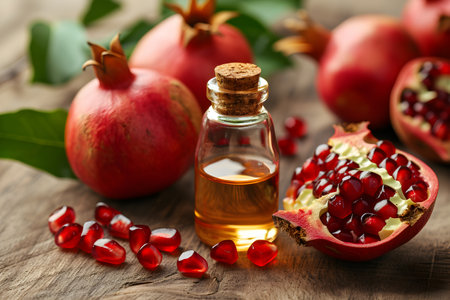 Therapeutic Ambiance: Pomegranate Infused Aroma Oil for Alternative Wellness. Generative AIの素材
