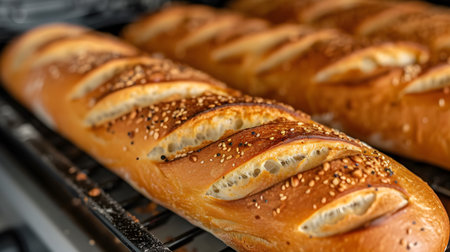 Cereal Bliss: Natural and Delicious French Baguette Closeup. Generative AIの素材