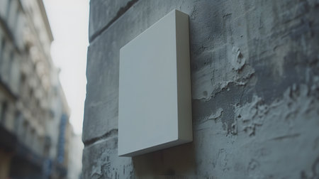 Empty Billboard: Blank Rectangle Sign Mockup on Urban Buildingの素材