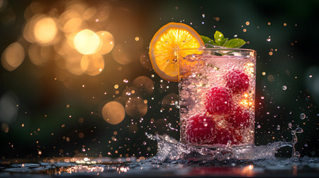 Raspberry Sparkle: A Modern Twist on Hard Seltzer. Generative AIの素材