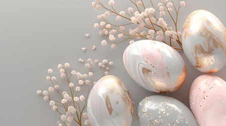 Marble Elegance: Delicate Pastel Easter Egg Collection. Generative AIの素材
