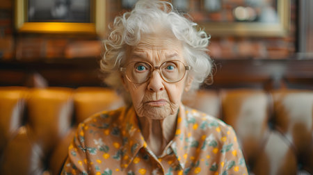 A Portrait of an Elderly Woman Battling Dementia at Homeの素材