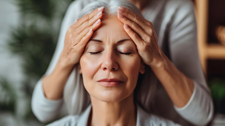 Middle-Aged Woman Delighted in Spa Skincare Sessionの素材