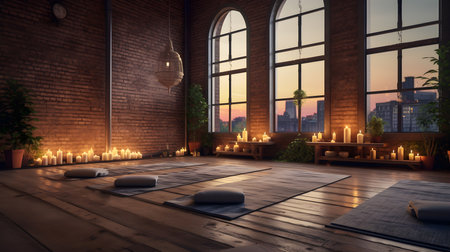 Zen in the City: Wellbeing and Strength in an Old-world Yoga Space. Generative AIの素材