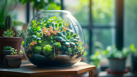 Green Thumb Delight: Interior Design with Round Glass florariumの素材