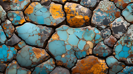 Turquoise Harmony: Abstract Stone Panel with Gold Accents. Generative AIの素材