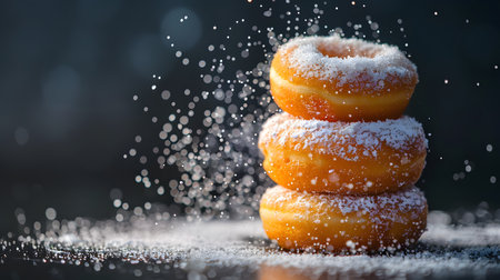 Traditional Treats: Glazed and Fried Donuts in Closeupの素材