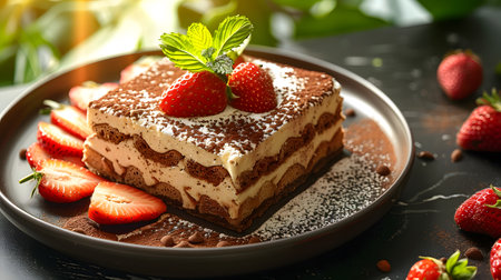 Indulgent Tiramisu Delight: A Slice of Gourmet Italian Dessertの素材