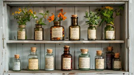 Glass Jar Shelf: Natural Homeopathy in a Rustic Kitchenの素材
