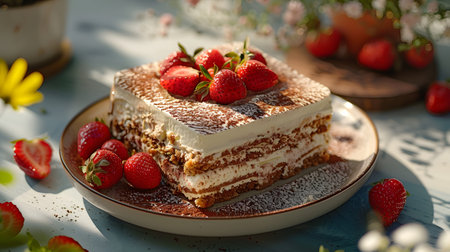 Berry Bliss: Homemade Strawberry Tiramisu with Mascarpone Custard Layersの素材