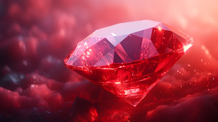 Abstract Splendor: Closeup View of a Colorful and Faceted Ruby Gem. Generative AIの素材