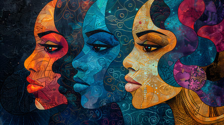 Trendy Profiles: Creative Illustrations of Womenの素材