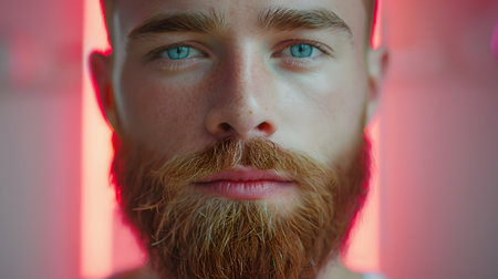 Casual Handsomeness: Portrait of an Elegant Guy with a Modern Beardの素材