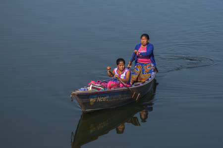 POKHARA, NEPAL - CIRCA NOVEMBER 2013: view of the lake in Pokhara circa November 2013 in Pokhara.のeditorial素材